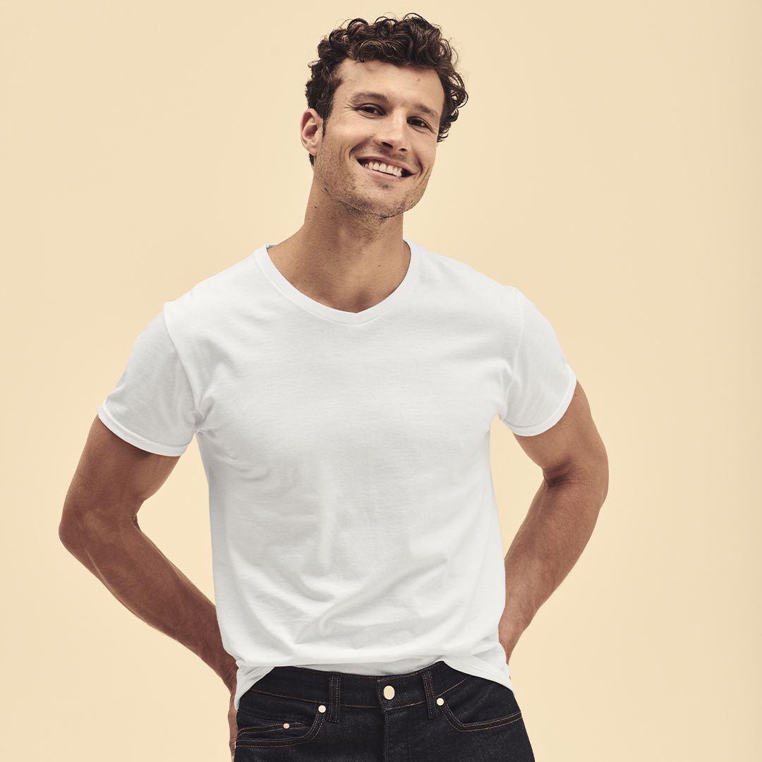 Erwachsene Weiß T-Shirt Iconic V-Neck