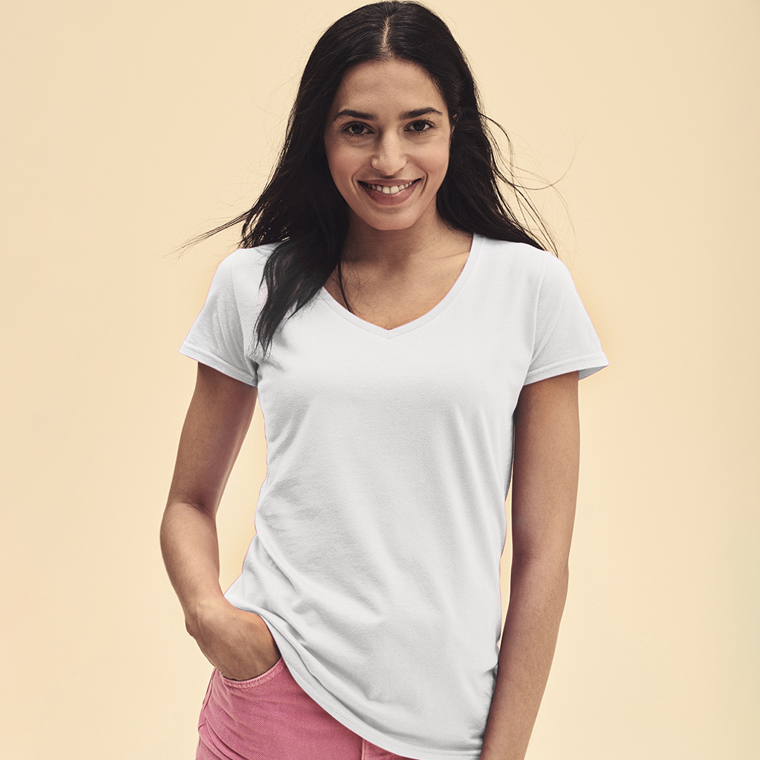 Frauen Weiß T-Shirt Iconic V-Neck