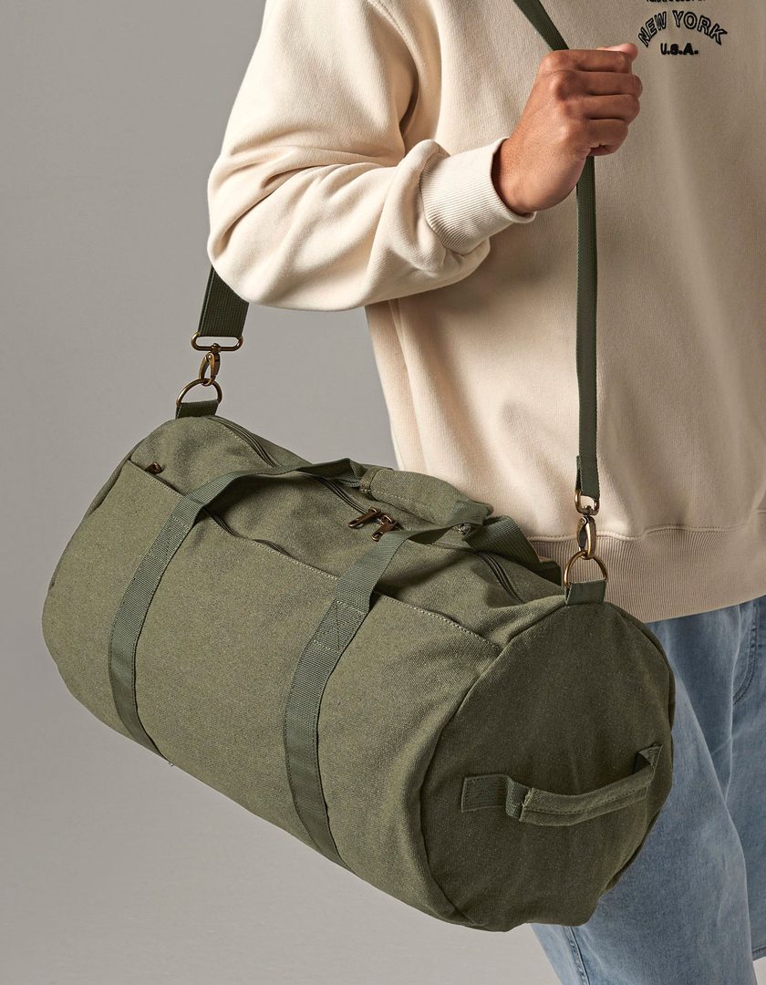 BagBase Vintage Canvas Barrel Bag