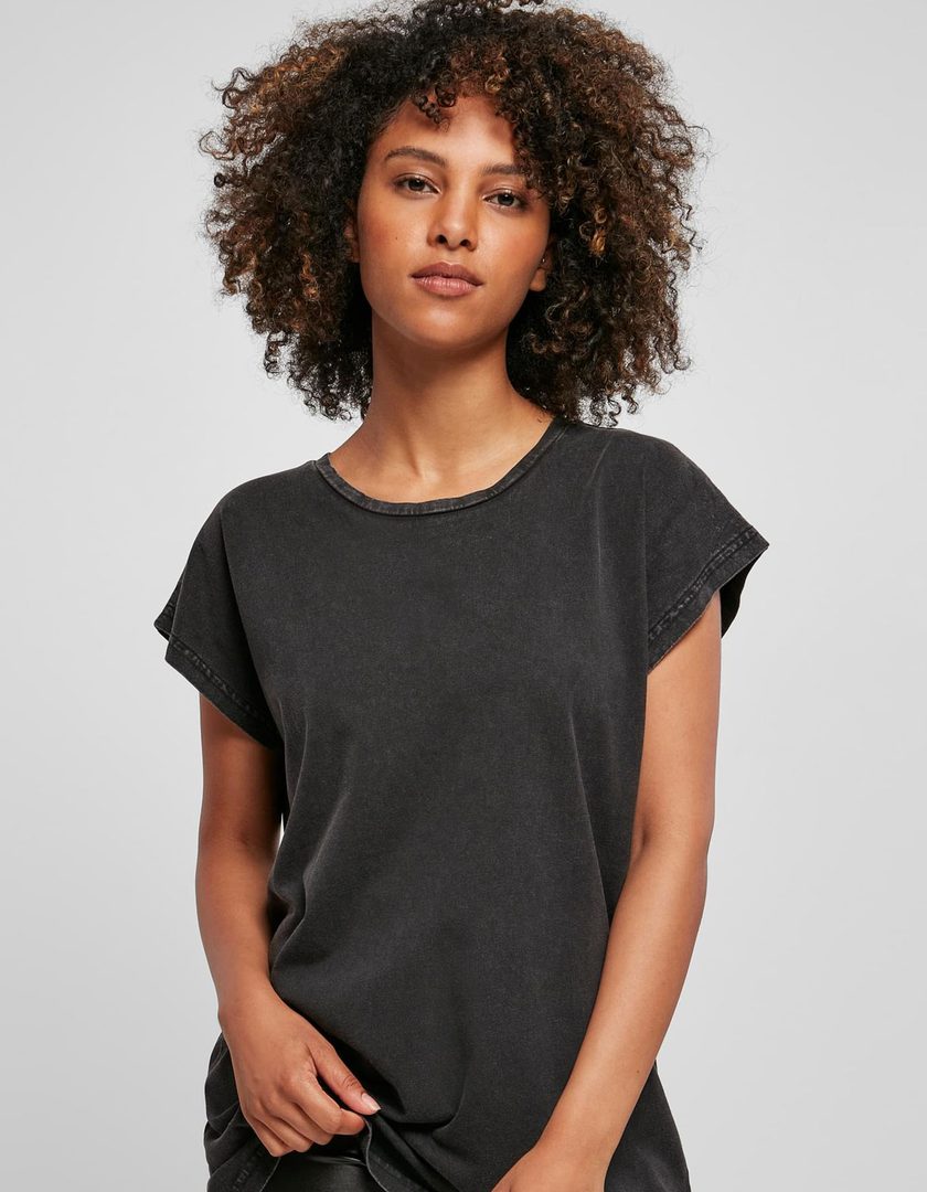 Build Your Brand Ladies´ Acid Washed Extended Shoulder Tee