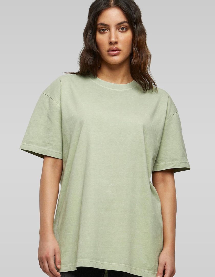 Build Your Brand Ladies Oversized Acid Wash Tee