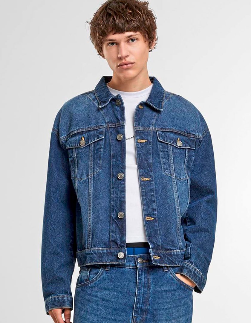 Build Your Brand Heavy Ounce Boxy Denim Jacket
