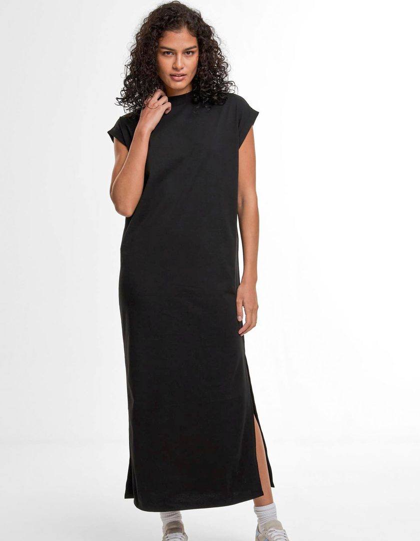 Build Your Brand Ladies Sorona® Long Extended Shoulder Dress