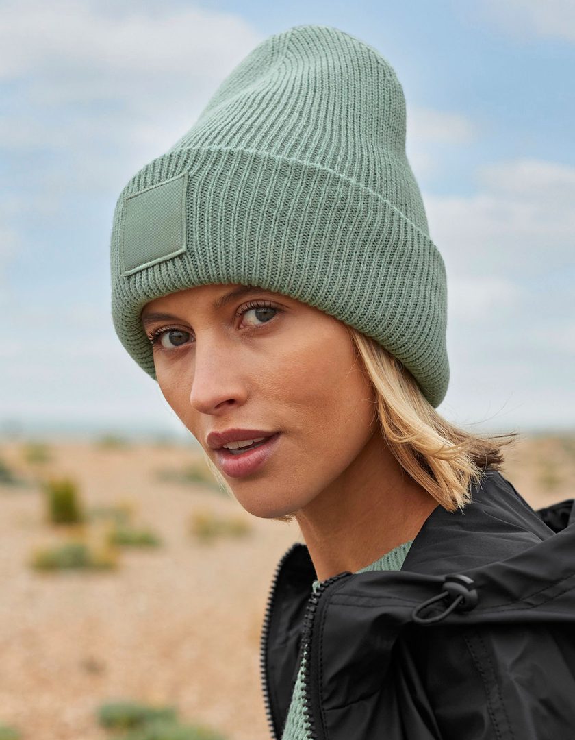Beechfield Deep Cuffed Tonal Patch Beanie