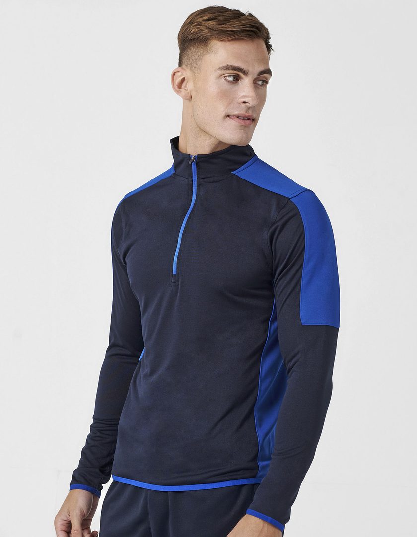 Finden+Hales Adults 1/4 Zip Midlayer With Contrast Panelling