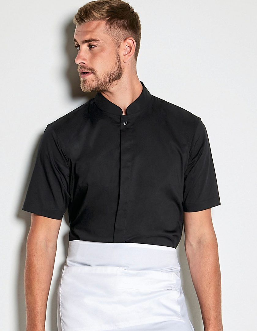 Kustom Kit Men´s Tailored Fit Mandarin Collar Shirt Short Sleeve