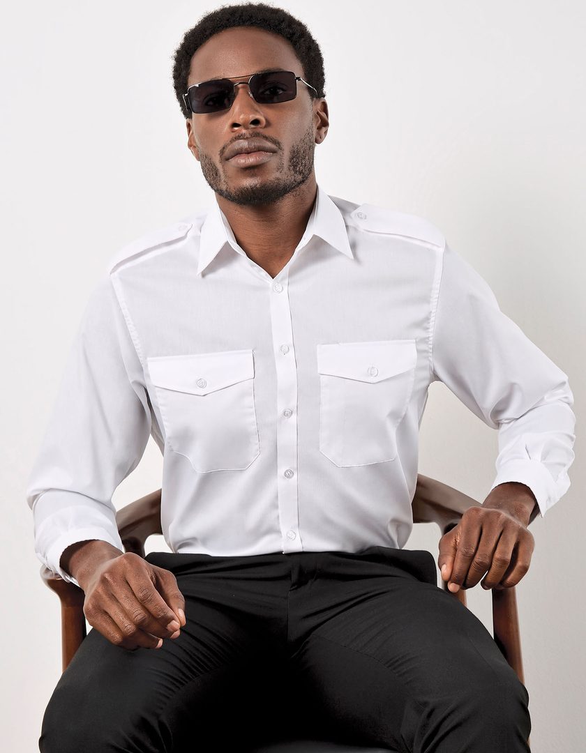 Kustom Kit Men´s Tailored Fit Pilot Shirt Long Sleeve