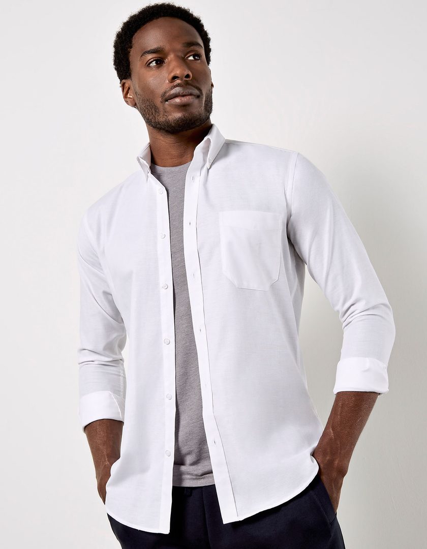 Kustom Kit Men`s Slim Fit Workwear Oxford Shirt Long Sleeve