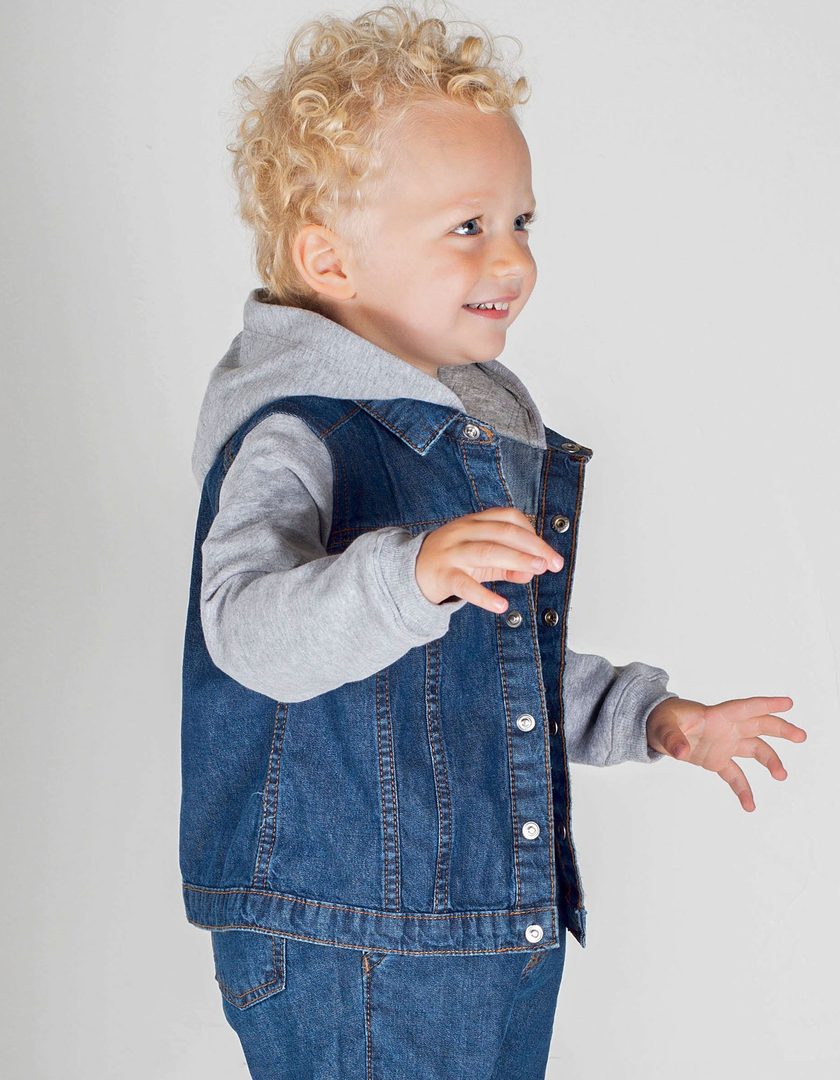 Larkwood Denim Jacket With Fleece Hood And Sleeves