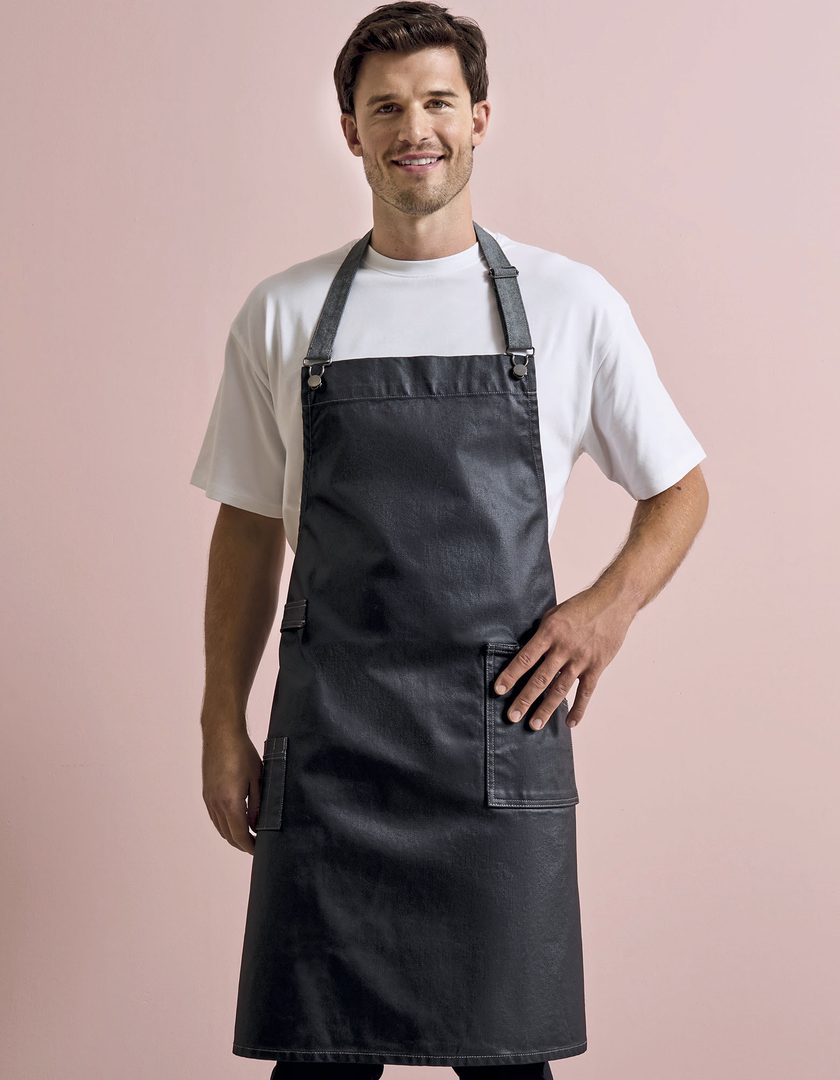 Premier Workwear District Waxed Look Denim Bib Apron