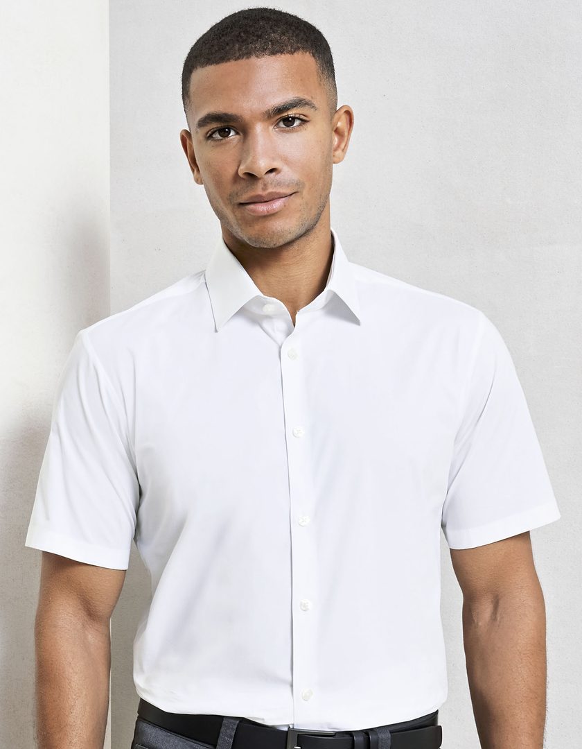 Premier Workwear Men´s Stretch Fit Poplin Short Sleeve Cotton Shirt