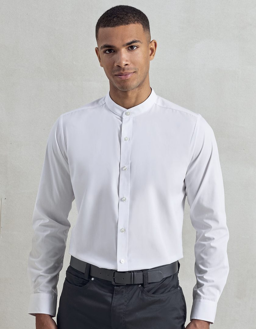 Premier Workwear Men´s Banded Collar Grandad Long Sleeve Shirt