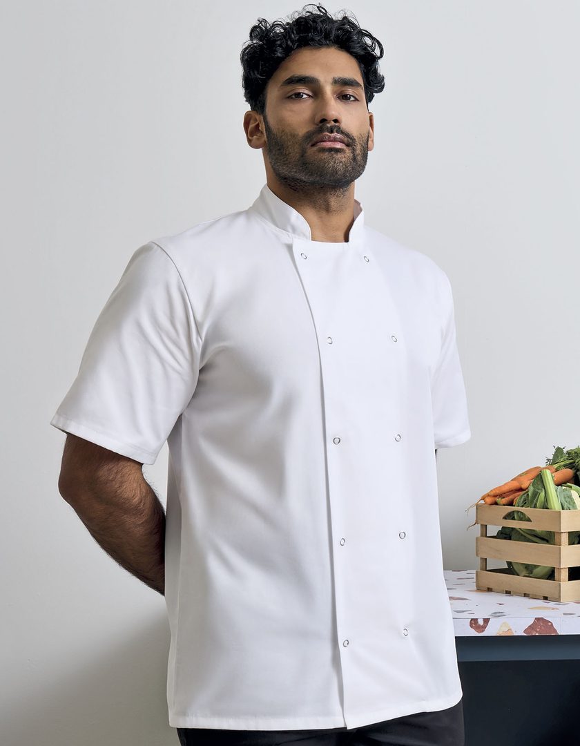 Premier Workwear Studded Front Short Sleeve Chef´s Jacket