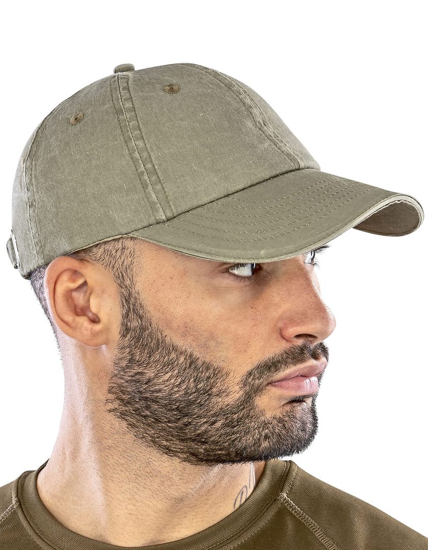Result Headwear Washed Fine Line Cotton Cap With Sandwich Peak