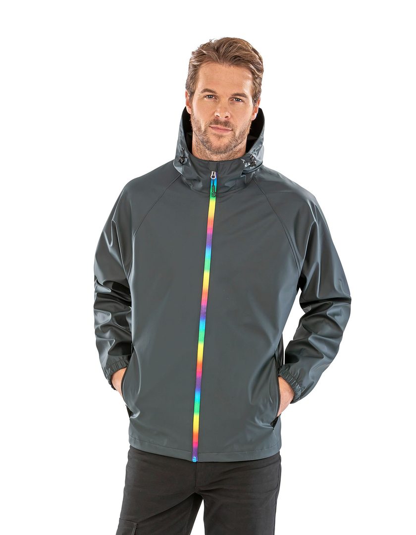 Result Recycled Rainbow Prism PU Waterproof Jacket With Recycled Backing