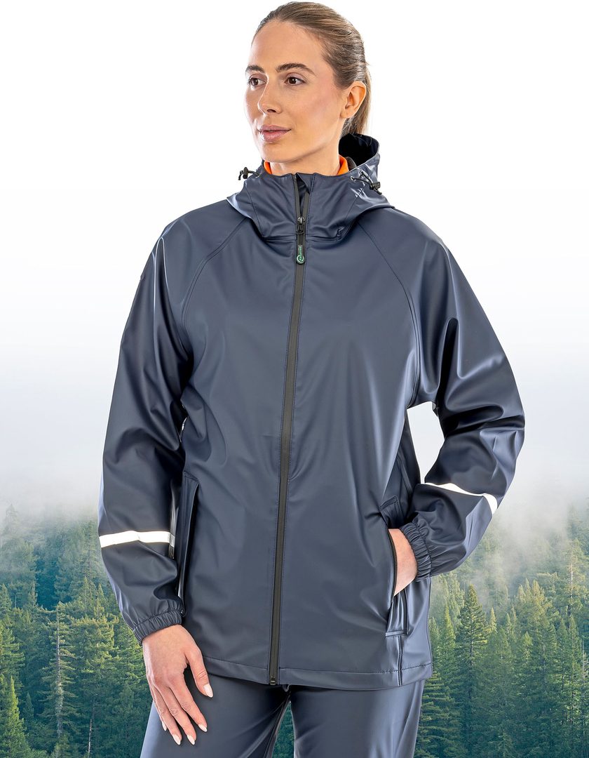 Result Recycled Prism PU Waterproof Jacket with Reflective Bands & Recycled Backing