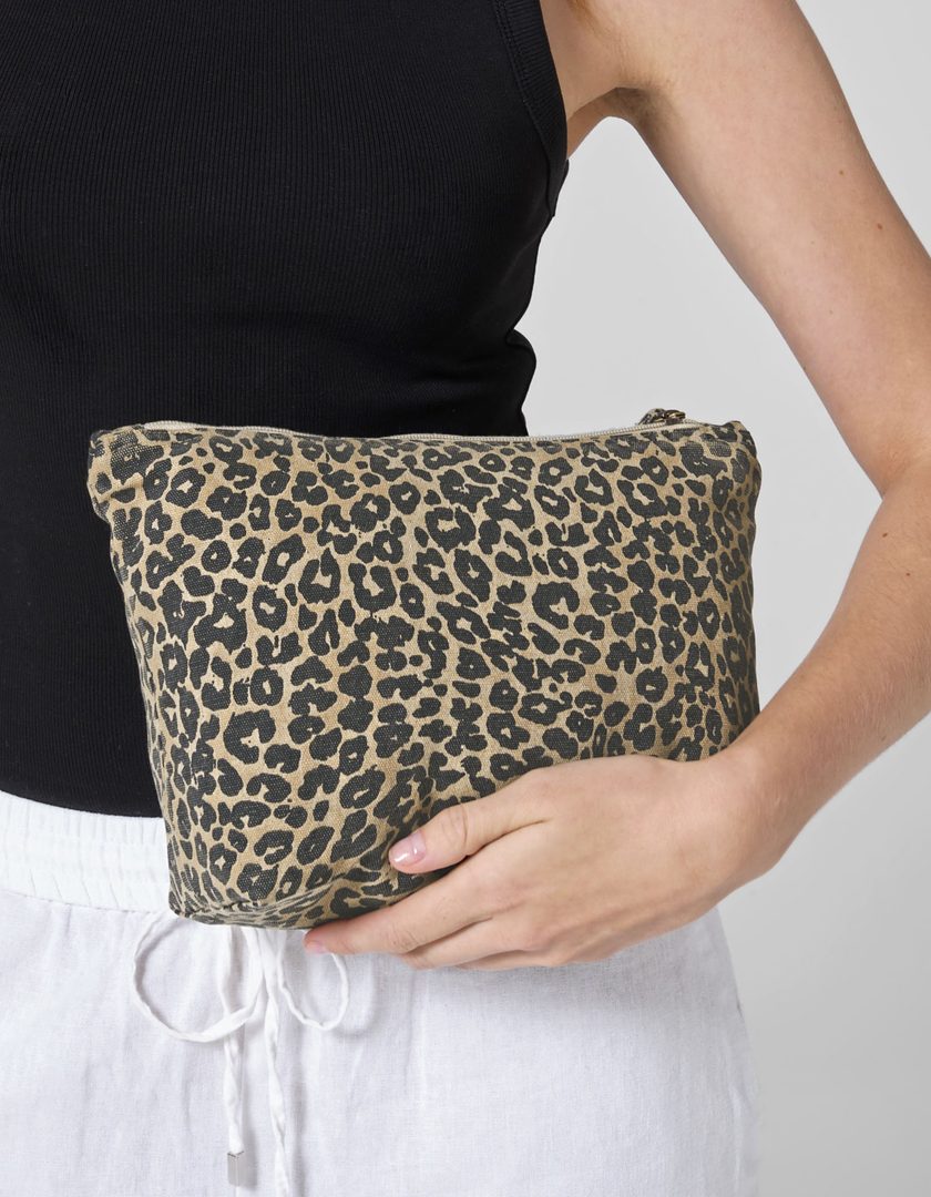 Westford Mill Leopard Print Canvas Accessory Bag