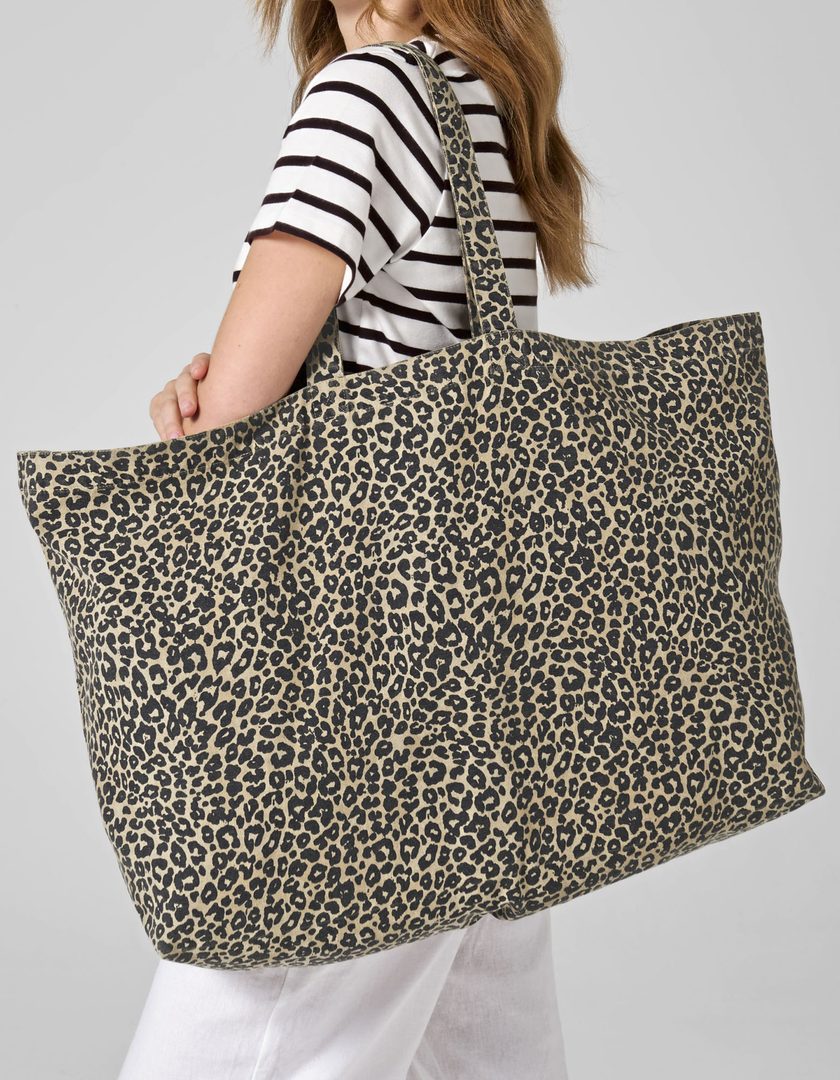 Westford Mill Leopard Print Canvas Oversized Tote Bag