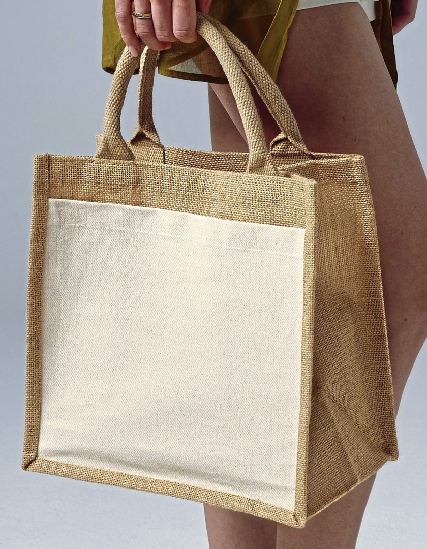 Westford Mill Cotton Pocket Jute Midi Bag
