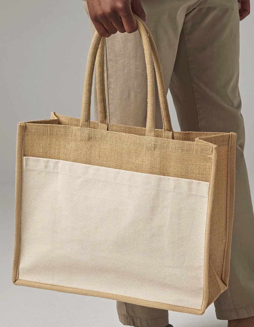 Westford Mill Cotton Pocket Natural Starched Jute Shopper