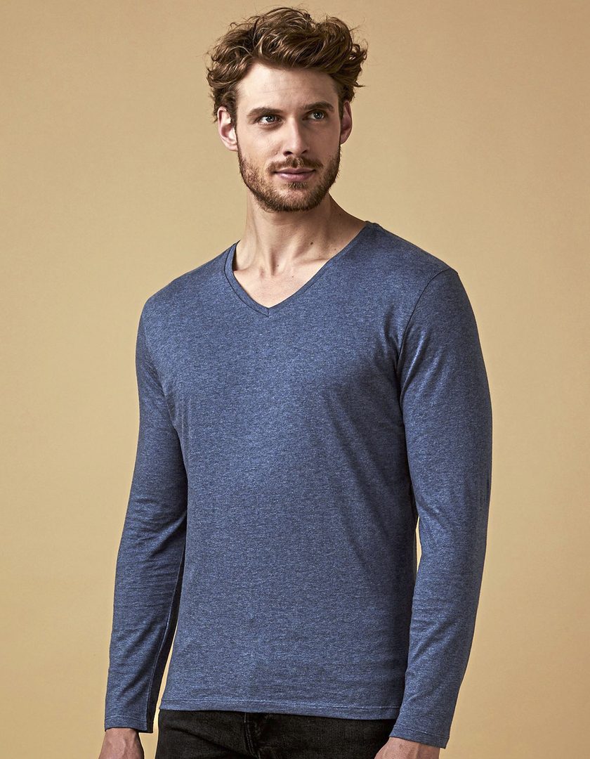 X.O by Promodoro Men´s V-Neck T-Shirt Long Sleeve