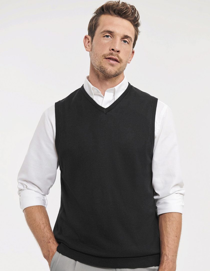 Russell Athletic Collection Men's V-Neck Sleeveless Knitted Pullover