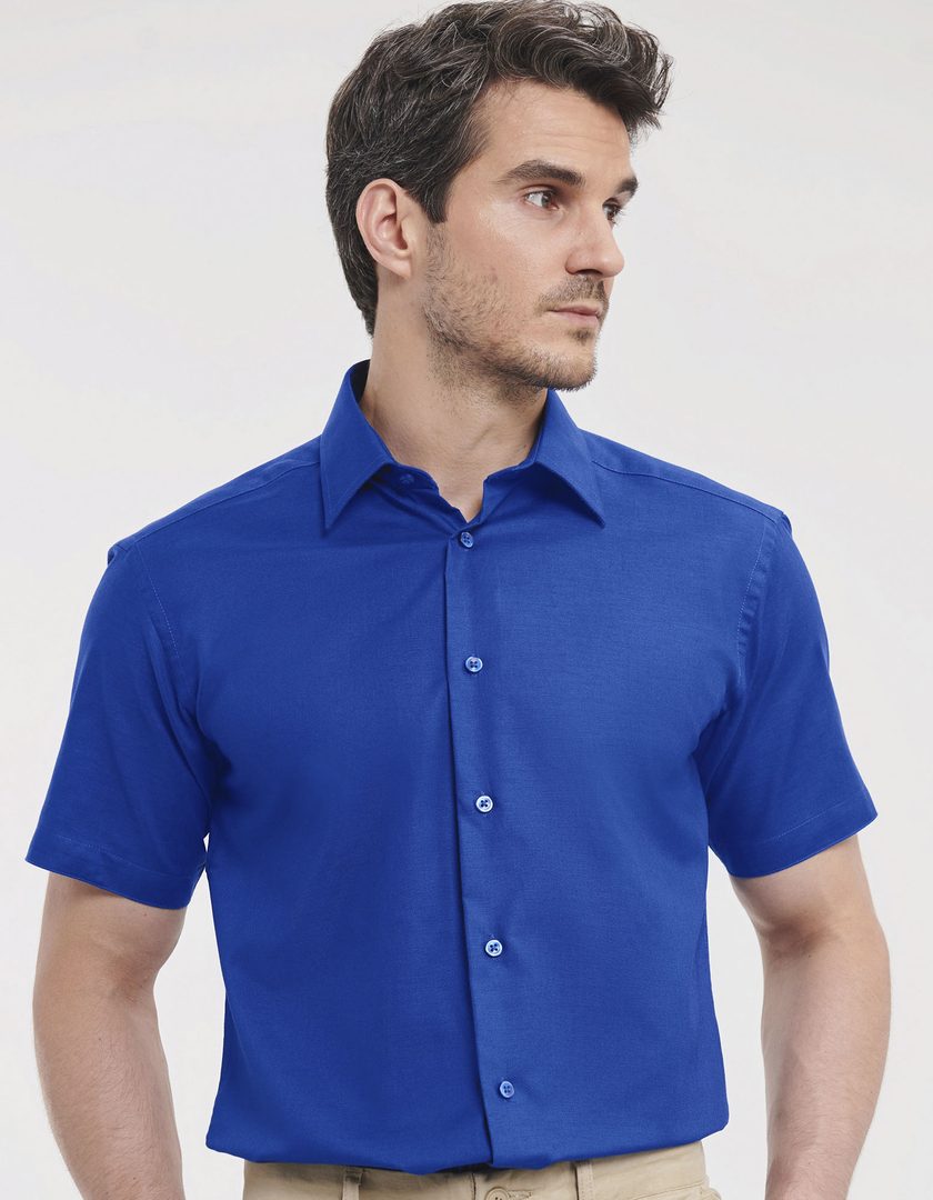 Russell Athletic Collection Men's Short Sleeve Tailored Oxford Shirt