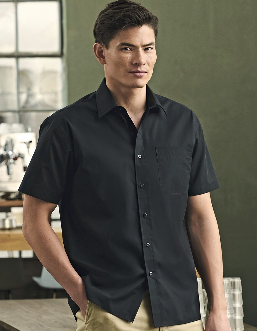 Russell Athletic Collection Men's Short Sleeve Classic Polycotton Poplin Shirt