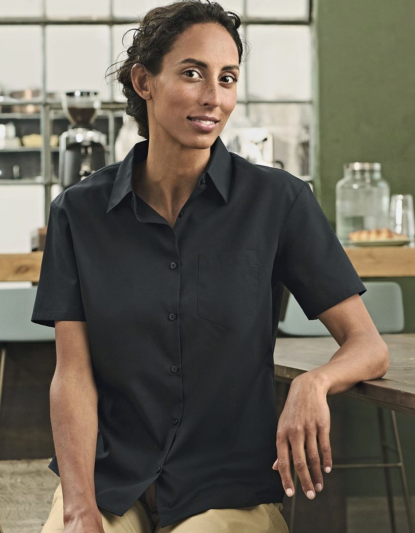 Russell Athletic Collection Ladies' Short Sleeve Classic Polycotton Poplin Shirt