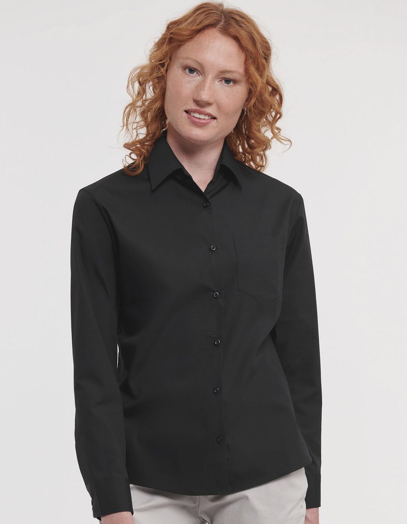 Russell Athletic Collection Ladies' Long Sleeve Classic Pure Cotton Poplin Shirt