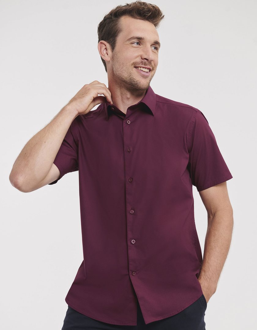 Russell Athletic Collection Men's Short Sleeve Fitted Stretch Shirt