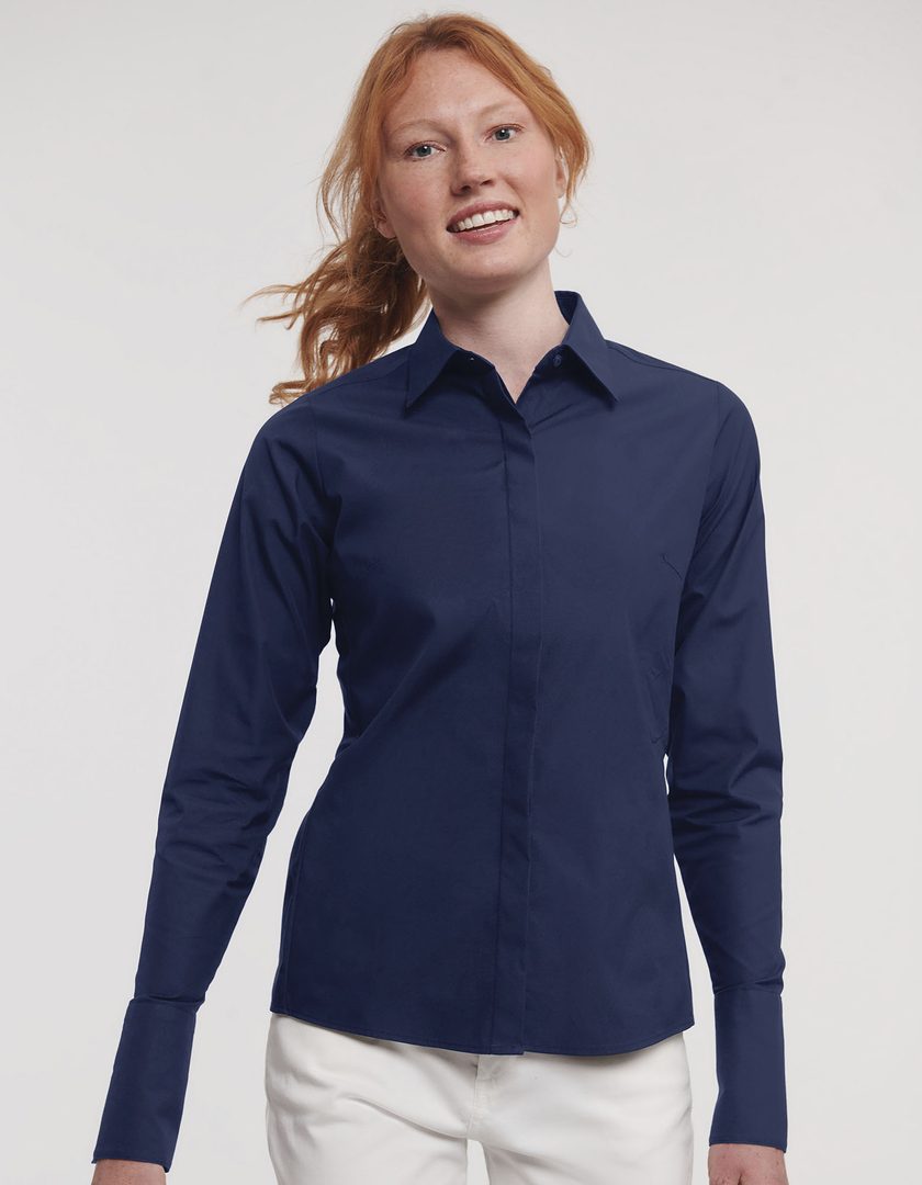 Russell Athletic Collection Ladies' Long Sleeve Fitted Ultimate Stretch Shirt